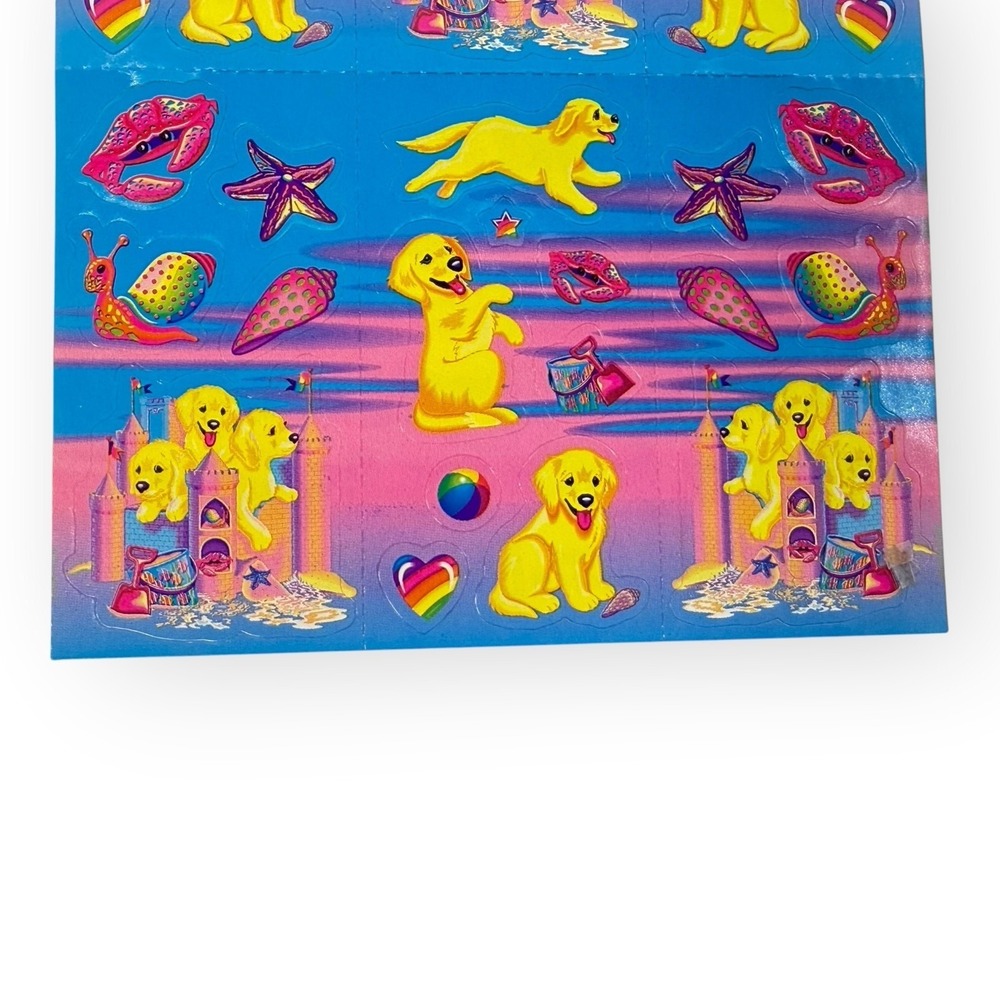 Lisa Frank Stickers Puppies Sandcastle Casey Sheet Sticker Sheet S364 1990s VTG - Picture 3 of 7